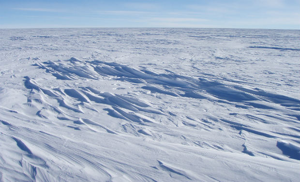 In this image provided by the National Snow and Ice Data Center, sastrugi stick out from the snow surface in this photo near Plateau Station in East Antarctica in 2008. Most of Antarctica looks quite flat, despite the subtle domes, hills, and In this image provided by the National Snow and Ice Data Center, sastrugi stick out from the snow surface in this photo near Plateau Station in East Antarctica in 2008. Most of Antarctica looks quite flat, despite the subtle domes, hills, and
